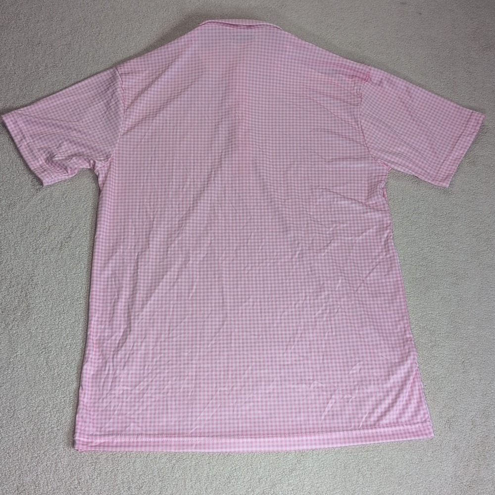 Collars and Co Dress Collar Polo Shirt Mens M Pink Gingham Check Performance - Picture 10 of 10